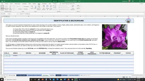 Rastreador de orquídeas de hoja de cálculo de Excel gratuito