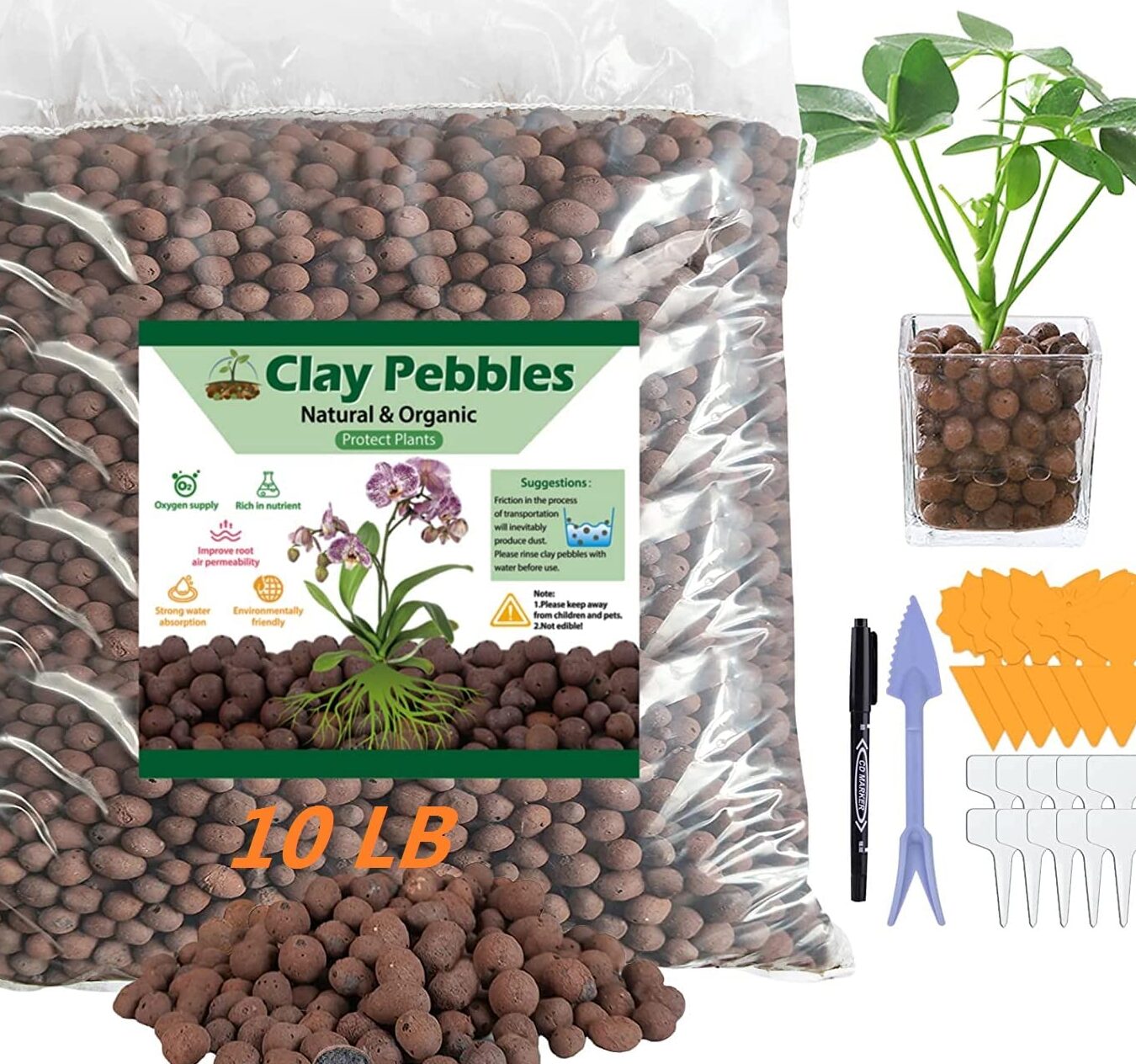 Amazon.com: Guijarros de arcilla Leca de 10 libras para plantas, bolas de arcilla Leca ...
